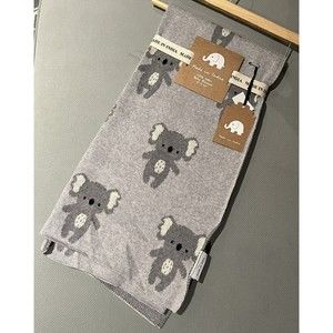New Made In India Baby Throw Blanket Cotton Knit Koala Bear Gray Shower Gift